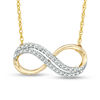 Thumbnail Image 0 of Previously Owned - 0.10 CT. T.W. Diamond Sideways Infinity Necklace in 10K Gold