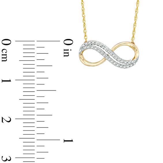 Previously Owned - 0.10 CT. T.W. Diamond Sideways Infinity Necklace in 10K Gold