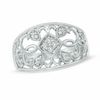 Thumbnail Image 0 of Previously Owned - 0.10 CT. T.W. Quad Diamond Scroll Dome Ring in Sterling Silver