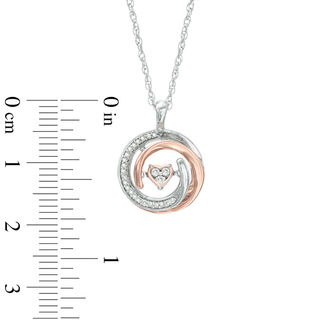 Previously Owned - Unstoppable Love™  0.10 CT. T.W. Diamond Heart Whirl Pendant in Sterling Silver and 10K Rose Gold