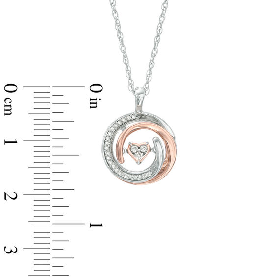 Previously Owned - Unstoppable Love™  0.10 CT. T.W. Diamond Heart Whirl Pendant in Sterling Silver and 10K Rose Gold