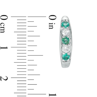 Previously Owned - Lab-Created Emerald and White Sapphire Hoop Earrings in Sterling Silver