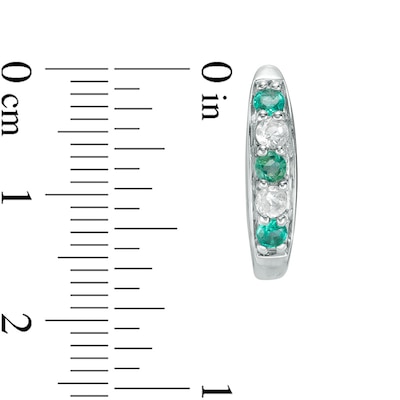 Previously Owned - Lab-Created Emerald and White Sapphire Hoop Earrings in Sterling Silver