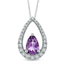 Previously Owned - Pear-Shaped Amethyst and Lab-Created White Sapphire Pendant in Sterling Silver