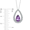 Previously Owned - Pear-Shaped Amethyst and Lab-Created White Sapphire Pendant in Sterling Silver