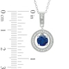 Previously Owned - Lab-Created Blue and White Sapphire Frame Pendant and Earrings Set in Sterling Silver