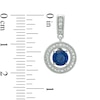 Thumbnail Image 2 of Previously Owned - Lab-Created Blue and White Sapphire Frame Pendant and Earrings Set in Sterling Silver