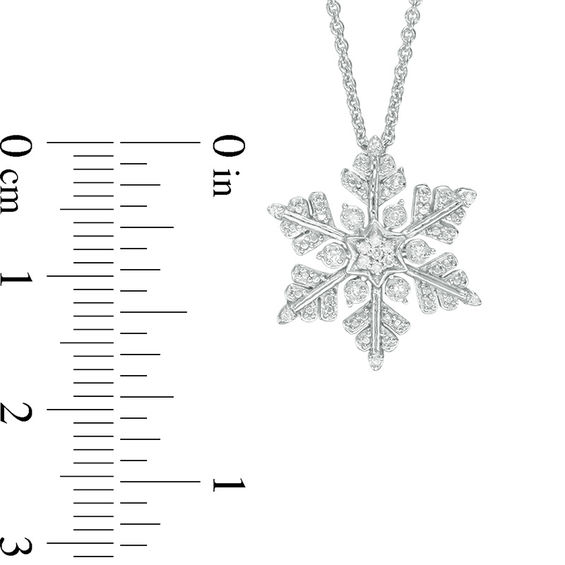 Previously Owned - 0.04 CT. T.W. Diamond Snowflake Pendant in Sterling Silver