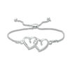 Previously Owned - Diamond Accent Interlocking Hearts Bolo Bracelet in Sterling Silver - 8.0"