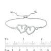 Previously Owned - Diamond Accent Interlocking Hearts Bolo Bracelet in Sterling Silver - 8.0"