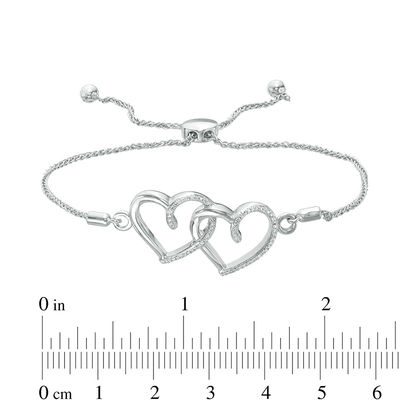 Previously Owned - Diamond Accent Interlocking Hearts Bolo Bracelet in Sterling Silver - 8.0"