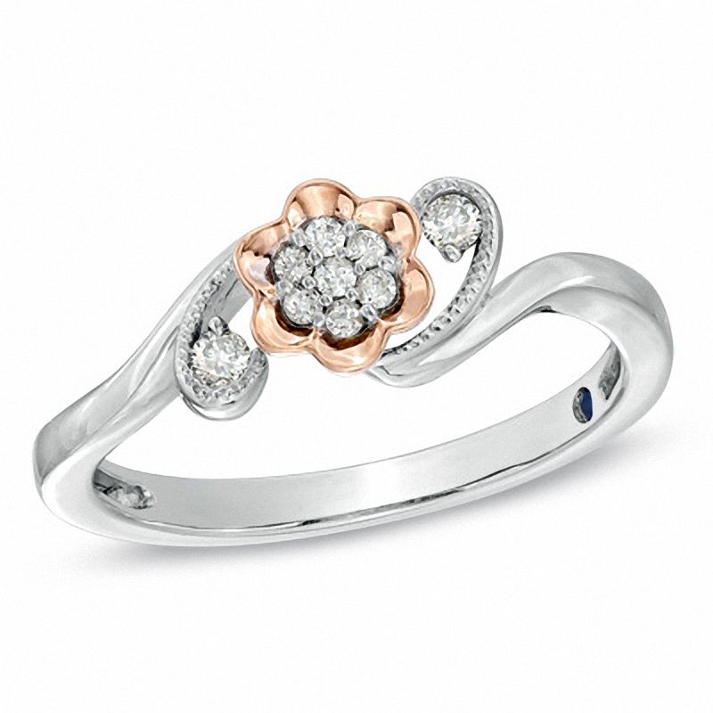 Previously Owned - Cherished Promise Collection™ Diamond Accent Flower Promise Ring in 10K Two-Tone Gold