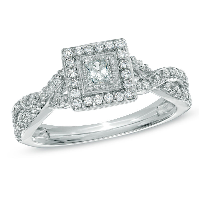 Previously Owned - 0.40 CT. T.W.  Canadian Princess-Cut Diamond Engagement Ring in 14K White Gold (I/I1)|Peoples Jewellers