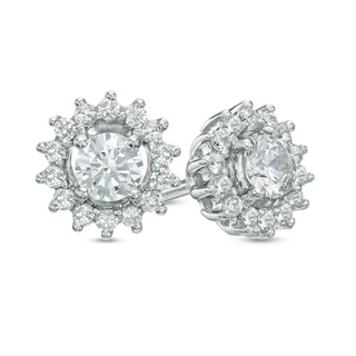 Previously Owned - 0.50 CT. T.W.  Diamond Starburst Earrings in 14K White Gold (I/I2)