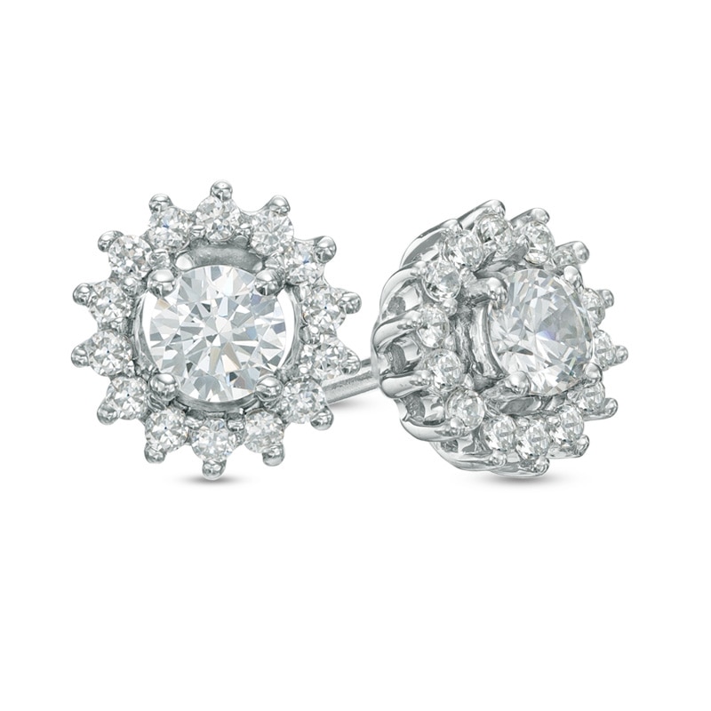 Previously Owned - 0.50 CT. T.W.  Diamond Starburst Earrings in 14K White Gold (I/I2)