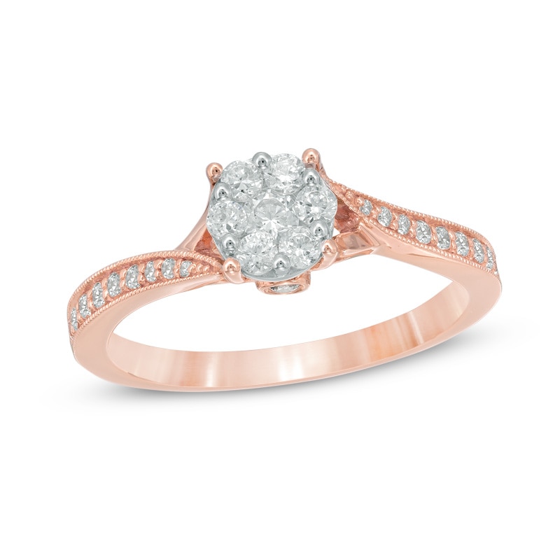 Previously Owned - 0.49 CT. T.W. Composite Diamond Twist Shank Engagement Ring in 10K Rose Gold|Peoples Jewellers