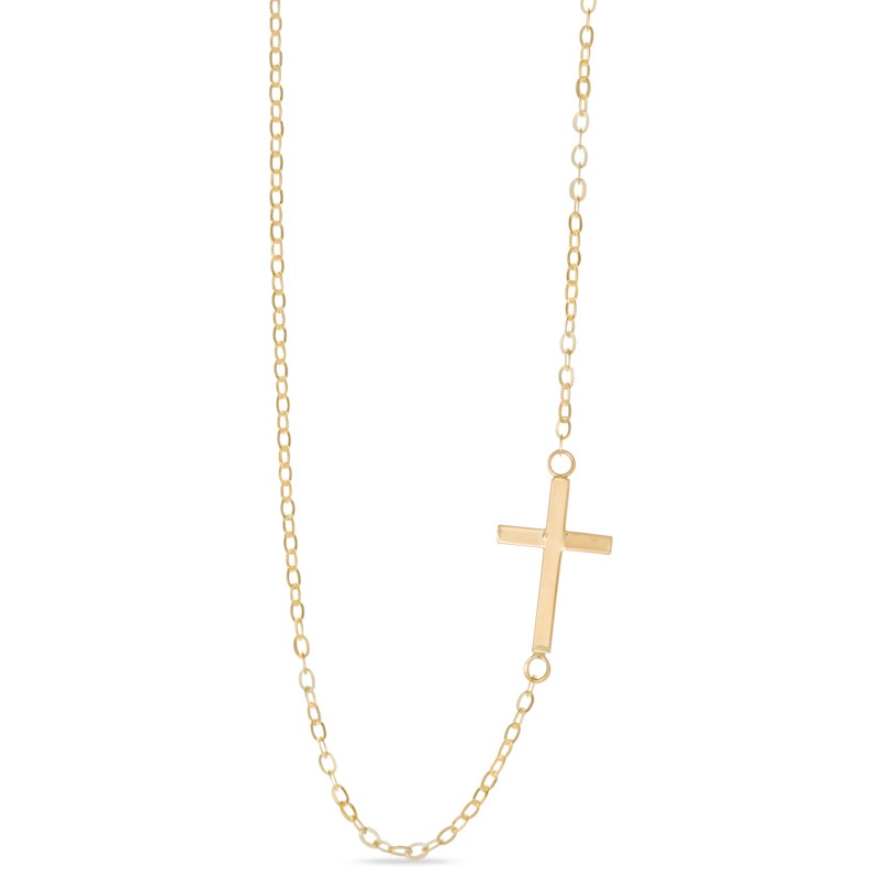 Previously Owned - Sideways Cross Necklace in 10K Gold