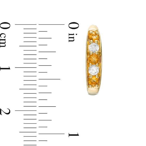 Previously Owned - Citrine and Lab-Created Sapphire Pendant and Hoop Earrings Set in Sterling Silver with 14K Gold Plate