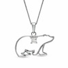 Previously Owned - 0.08 CT. Princess-Cut Diamond Polar Bear Pendant in 14K White Gold (I/I2)