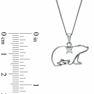 Previously Owned - 0.08 CT. Princess-Cut Diamond Polar Bear Pendant in 14K White Gold (I/I2)