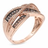 Previously Owned - 0.50 CT. T.W. Enhanced Cognac and White Diamond Crossover Ring in 10K Rose Gold