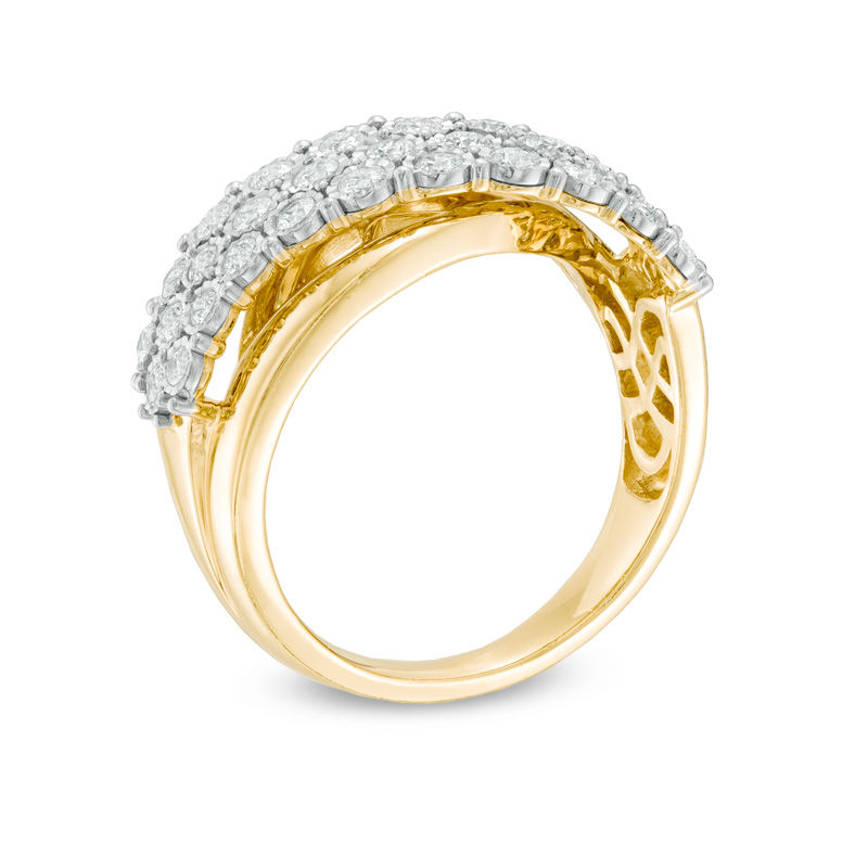 Previously Owned - 0.70 CT. T.W. Diamond Three Row Wave Anniversary Band in 10K Gold|Peoples Jewellers