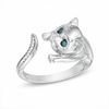 Thumbnail Image 1 of Previously Owned - 0.06 CT. T.W. Enhanced Blue and White Diamond Cat Ring in Sterling Silver