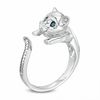 Thumbnail Image 2 of Previously Owned - 0.06 CT. T.W. Enhanced Blue and White Diamond Cat Ring in Sterling Silver