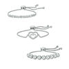 Previously Owned - Diamond Accent Three Piece Bolo Bracelet Set in Sterling Silver - 9.0"