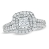 Thumbnail Image 0 of Previously Owned - Vera Wang Love Collection 1.45 CT. T.W. Princess-Cut Diamond Frame Split Shank Ring in 14K White Gold