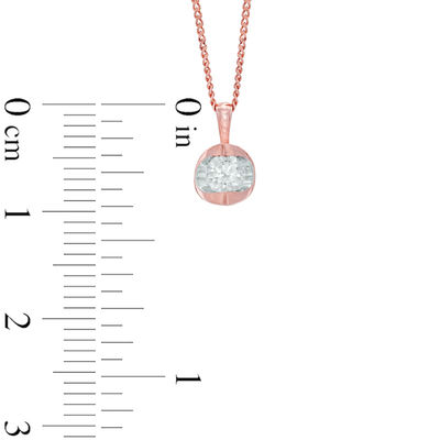 Previously Owned - 0.20 CT.   Diamond Solitaire Tension Pendant in 14K Rose Gold (I/I2) - 17"