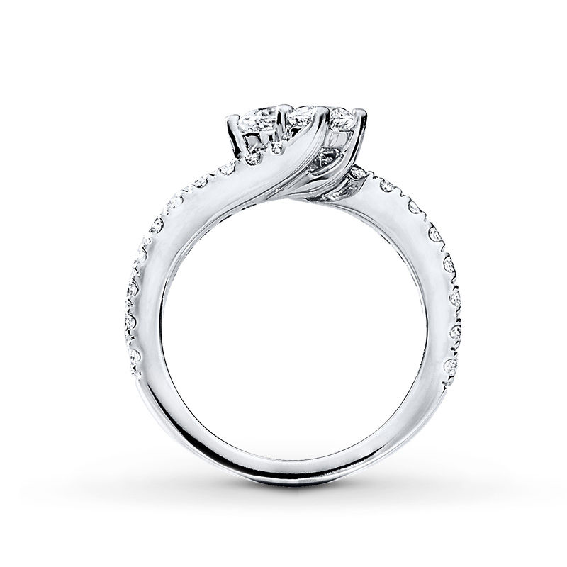 Main Image 2 of Previously Owned - Ever Us™ 2.00 CT. T.W. Two-Stone Diamond Bypass Ring in 14K White Gold