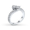 Thumbnail Image 3 of Previously Owned - Ever Us™ 2.00 CT. T.W. Two-Stone Diamond Bypass Ring in 14K White Gold