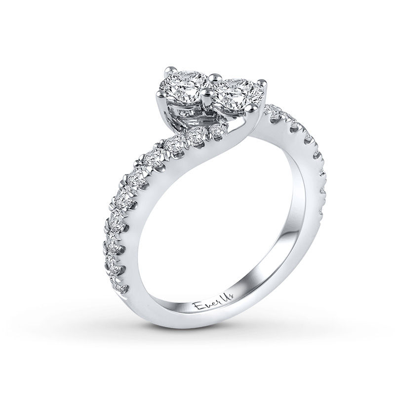 Main Image 3 of Previously Owned - Ever Us™ 2.00 CT. T.W. Two-Stone Diamond Bypass Ring in 14K White Gold