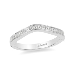 Previously Owned - Enchanted Disney Princess 0.18 CT. T.W. Diamond Contour Wedding Band in 14K White Gold