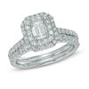 Thumbnail Image 0 of Previously Owned - 1.45 CT. T.W.   Emerald-Cut Diamond Double Frame Bridal Set in 14K White Gold (I/I1)