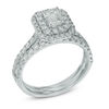 Thumbnail Image 1 of Previously Owned - 1.45 CT. T.W.   Emerald-Cut Diamond Double Frame Bridal Set in 14K White Gold (I/I1)