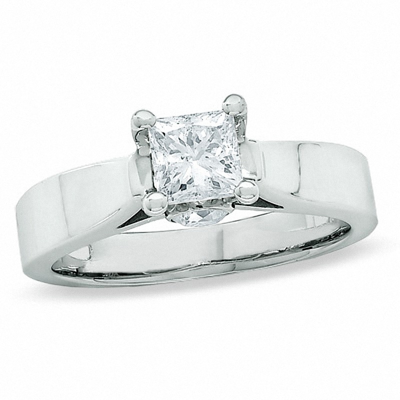 Previously Owned - 1.00 CT. T.W. Princess-Cut Diamond Solitaire Engagement Ring in 14K White Gold (I-J/I2)|Peoples Jewellers