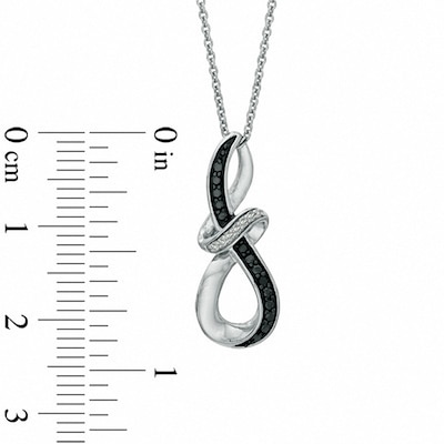 Previously Owned - 0.05 CT. T.W. Enhanced Black and White Diamond Abstract Infinity Pendant in Sterling Silver