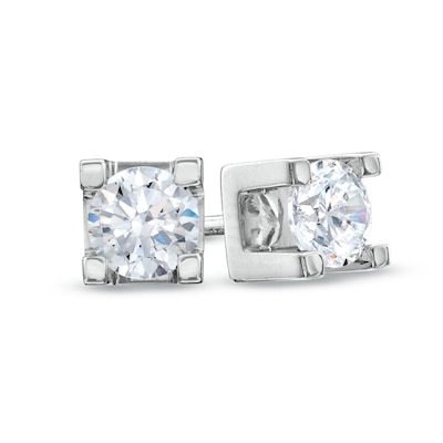 Previously Owned - 0.50 CT. T.W.  Diamond Solitaire Stud Earrings in 14K White Gold (I/I2)