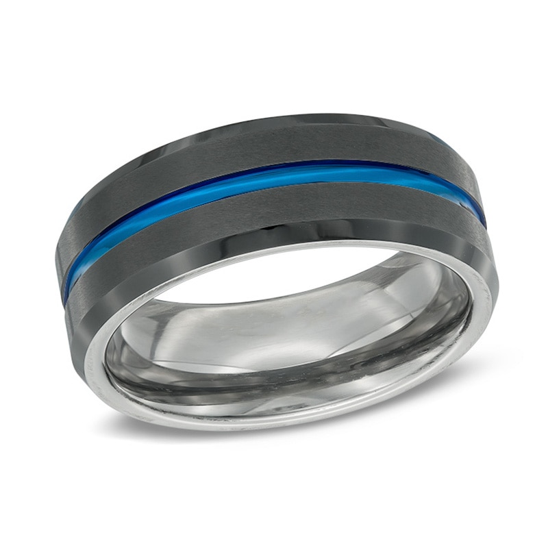 Previously Owned - Men's 8.0mm Wedding Band in Two-Tone IP Stainless Steel|Peoples Jewellers