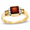 Thumbnail Image 0 of Previously Owned - Square Citrine and Garnet Ring in 10K Gold with Diamond Accents