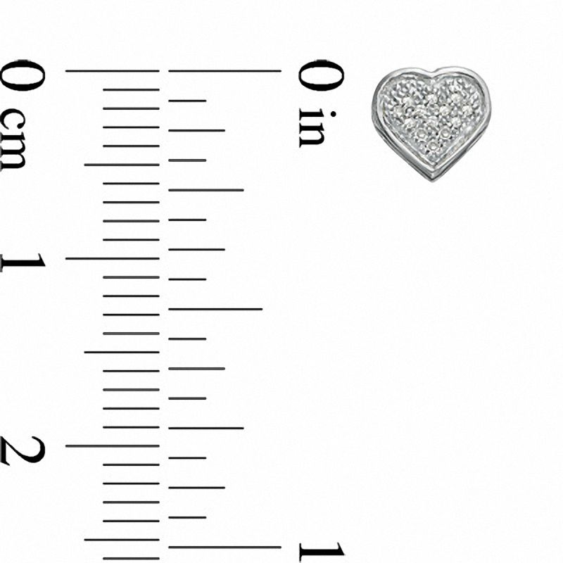 Main Image 2 of Previously Owned - 0.05 CT. T.W. Diamond Heart-Shaped Earrings in 10K White Gold