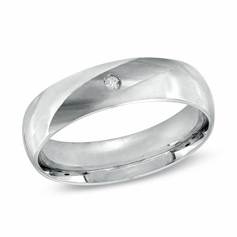 Previously Owned - Men's 5.0mm Diamond Accent Wedding Band in 10K White Gold