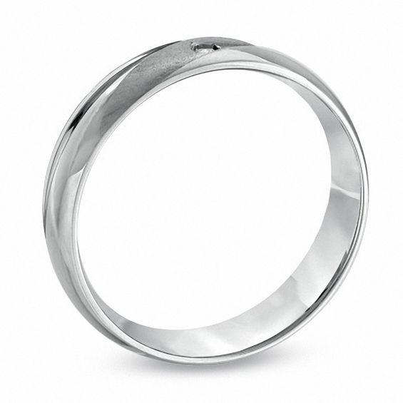 Previously Owned - Men's 5.0mm Diamond Accent Wedding Band in 10K White Gold