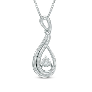 Previously Owned - 0.10 CT. Diamond Abstract Teardrop Pendant in Sterling Silver (I/I2)