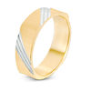 Thumbnail Image 1 of Previously Owned -  Men's 6.0mm Slant Stripe Wedding Band in 10K Gold and White Rhodium