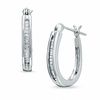 Thumbnail Image 0 of Previously Owned - 0.25 CT. T.W. Baguette Diamond Channel-Set Hoop Earrings in 10K White Gold
