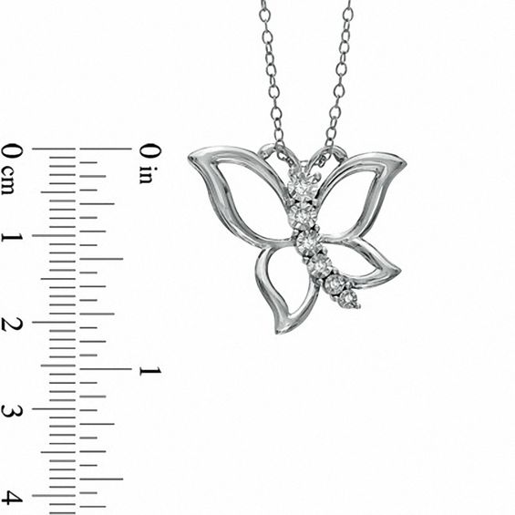 Previously Owned - 0.18 CT. T.W. Diamond Butterfly Pendant in Sterling Silver