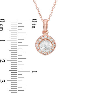 Previously Owned - Lab-Created White Sapphire Pendant and Stud Earrings Set in Sterling Silver with 18K Rose Gold Plate